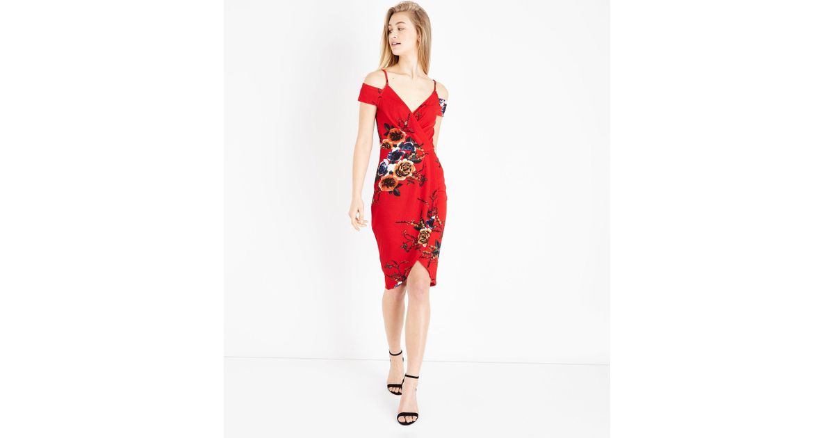 ax paris floral satin wrap dress
