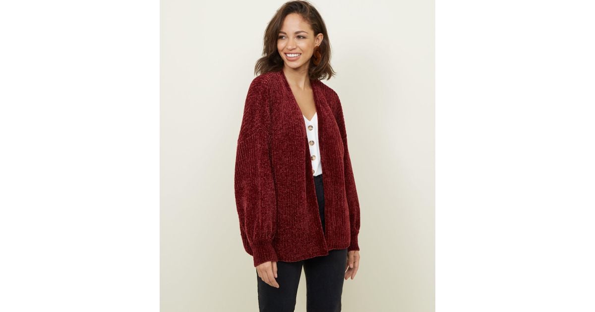 Burgundy chenille cardigan deals