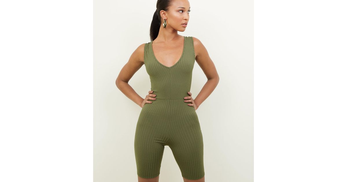 new look khaki playsuit