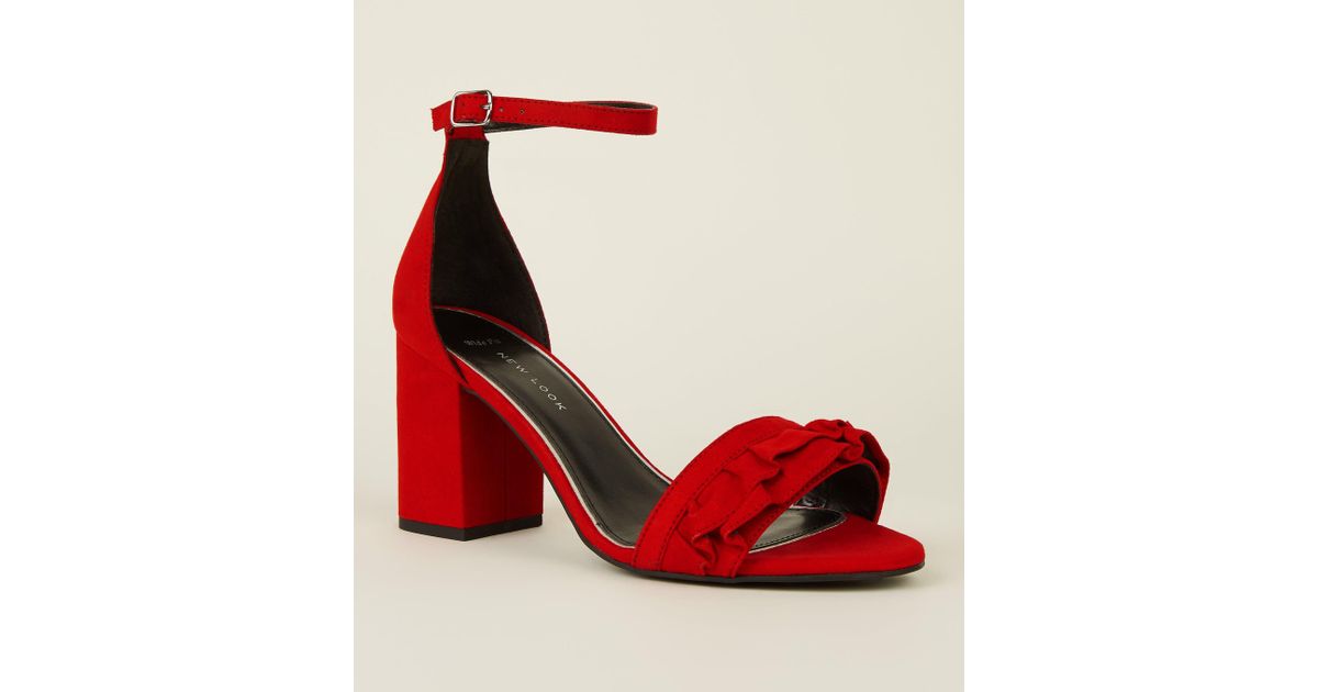 red block heels wide fit