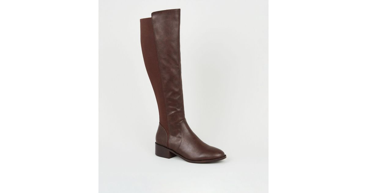 new look flat knee high boots
