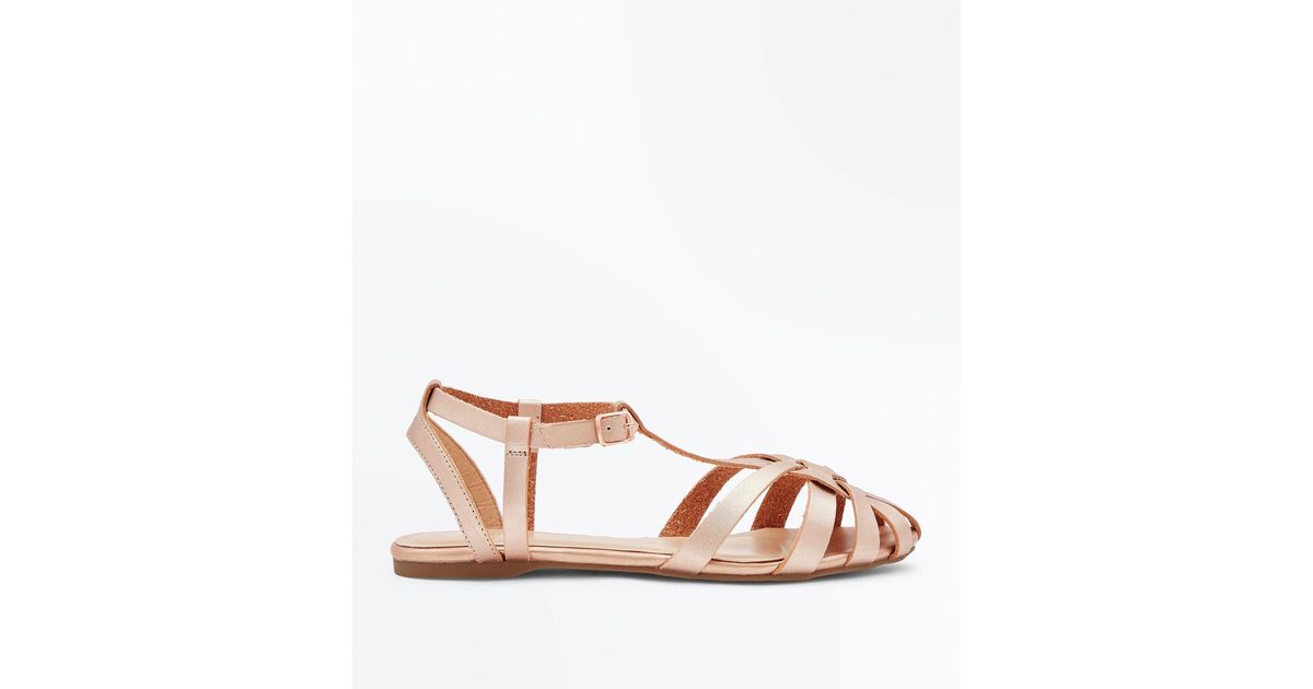 new look rose gold flat sandals