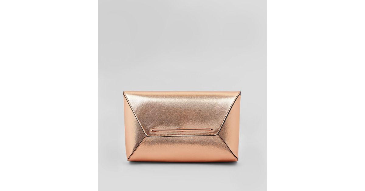 rose gold envelope clutch bag