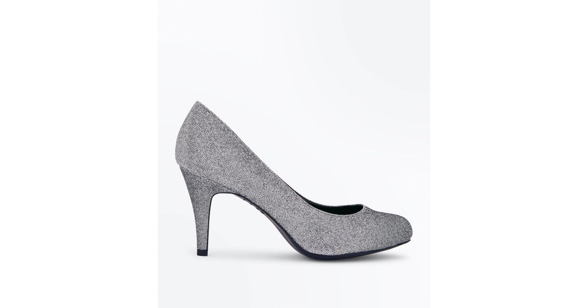 wide fit silver glitter shoes
