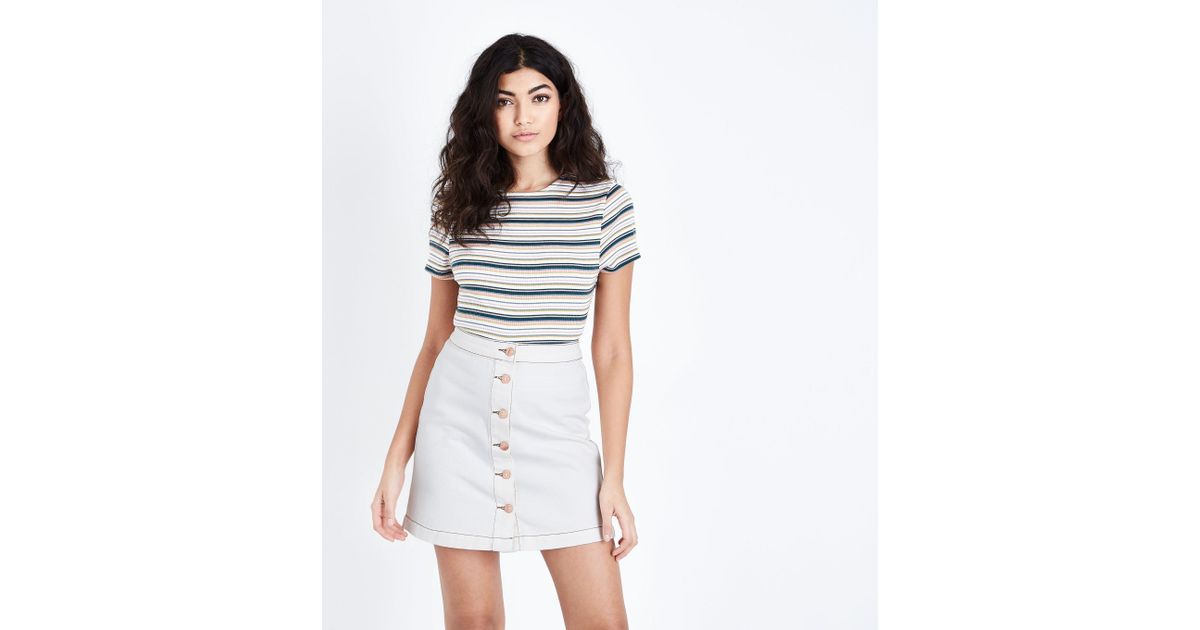 white denim skirt new look
