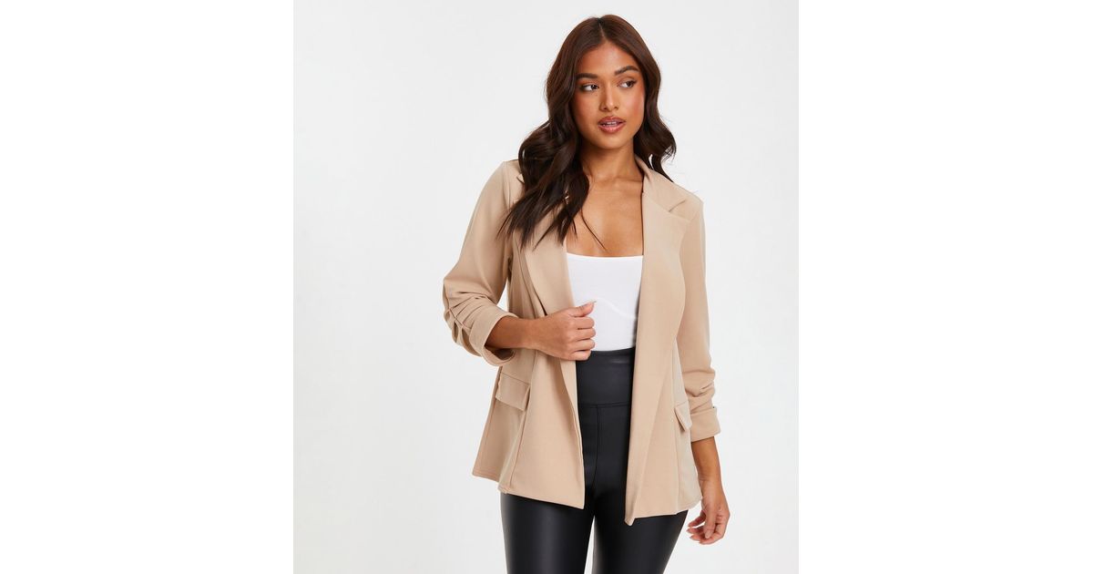 Petite ruched sleeve blazer clearance