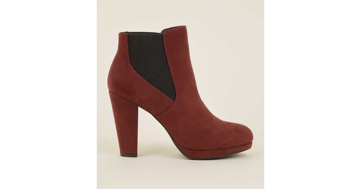 new look burgundy boots