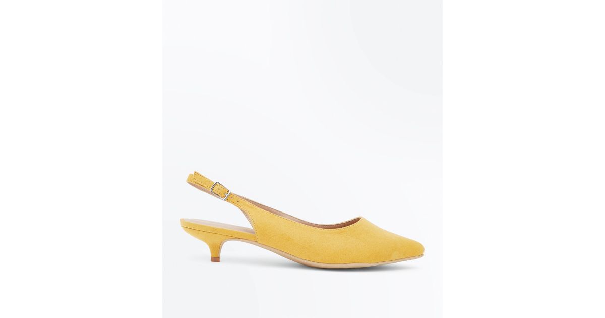 mustard kitten heel shoes