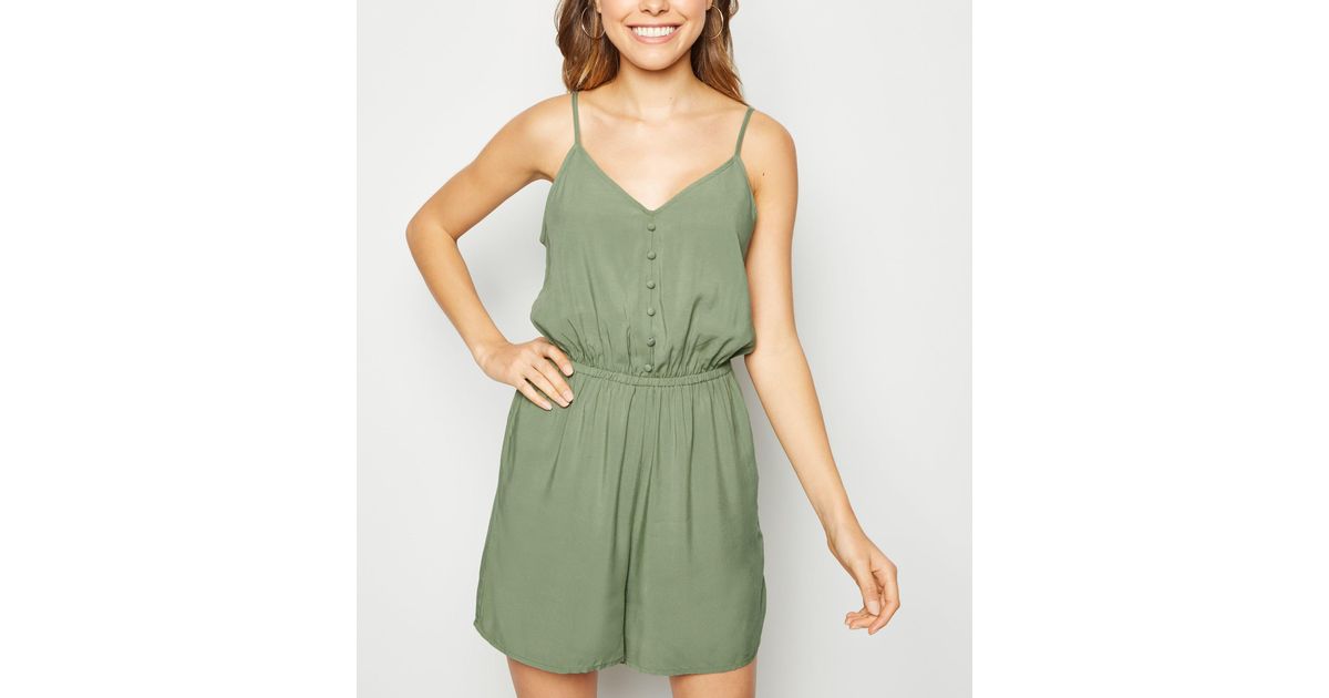 new look khaki playsuit