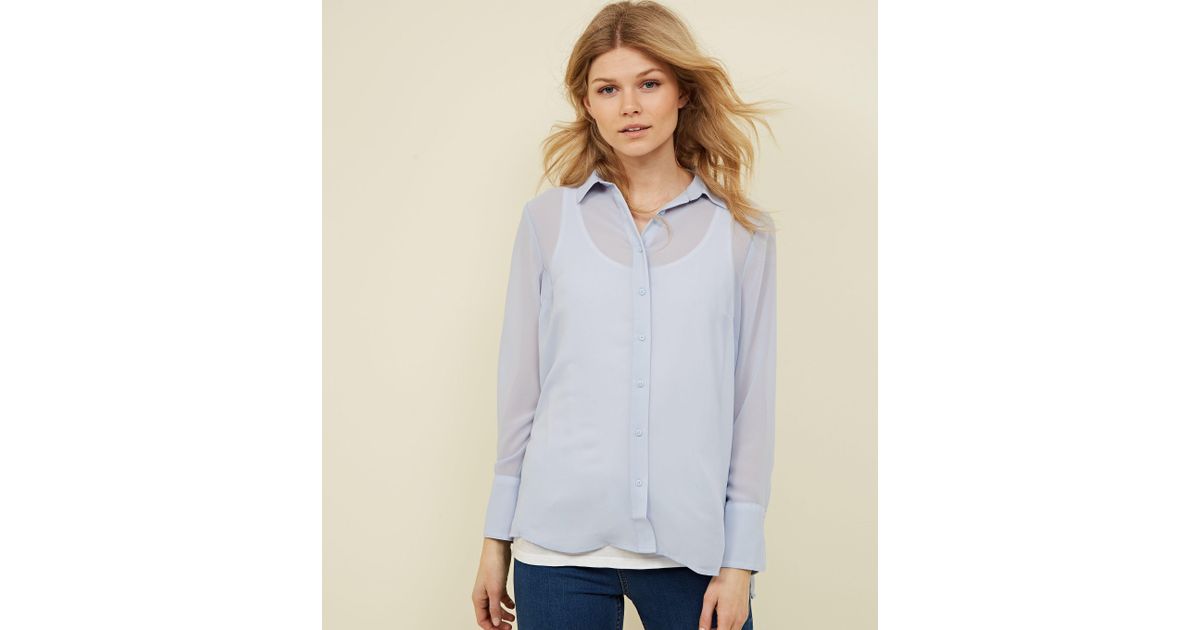 pale blue chiffon top