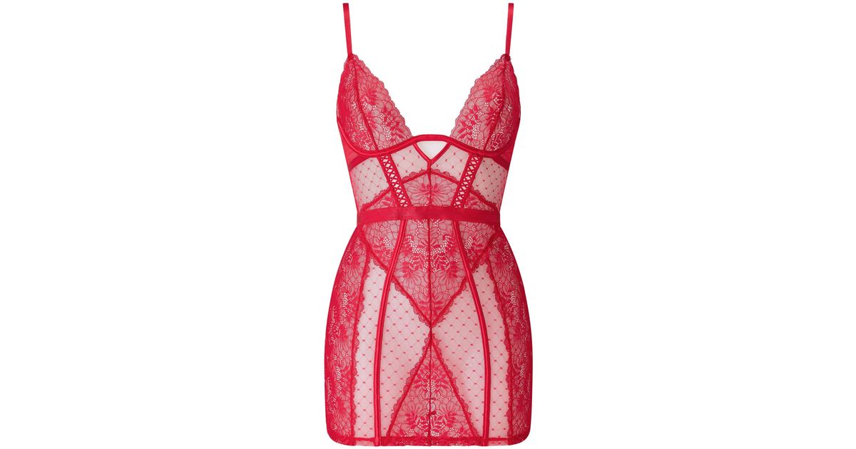 ann summers red lace dress Ann Summers Enlightening lace chemise in red