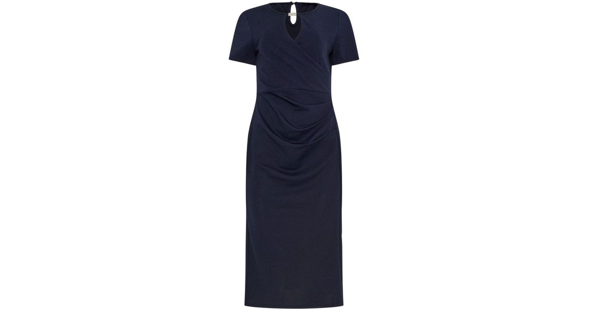 M Com Tab Neck Workwear Dress in Blue | Lyst