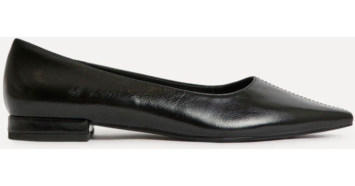 Linzi Focus Pointed With Top Stitching Toe Ballet Flats in Brown | Lyst