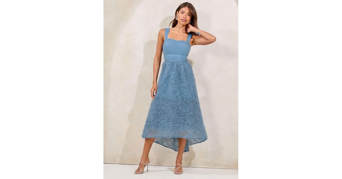 Lipsy Premium Textured 3D Skater Prom Midi Dress in Blue | Lyst
