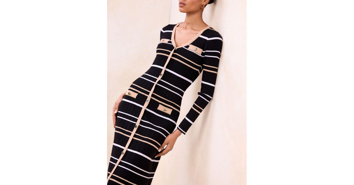 lipsy plunge neck knitted midi dress in white Maxi Dress White Lipsy Plunge Dress YAS Ribbed Bodycon Knitted Midi Dress With Tie Neck In