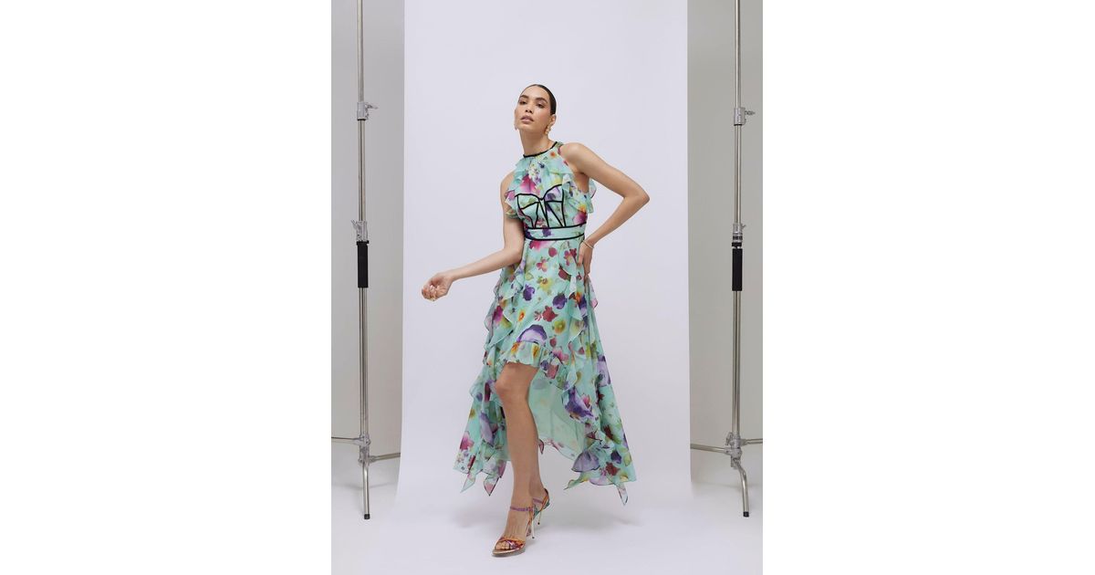 river island floral halter neck dress Buy River Island Blue Halter Neck Floral Midi Dress from Next USA