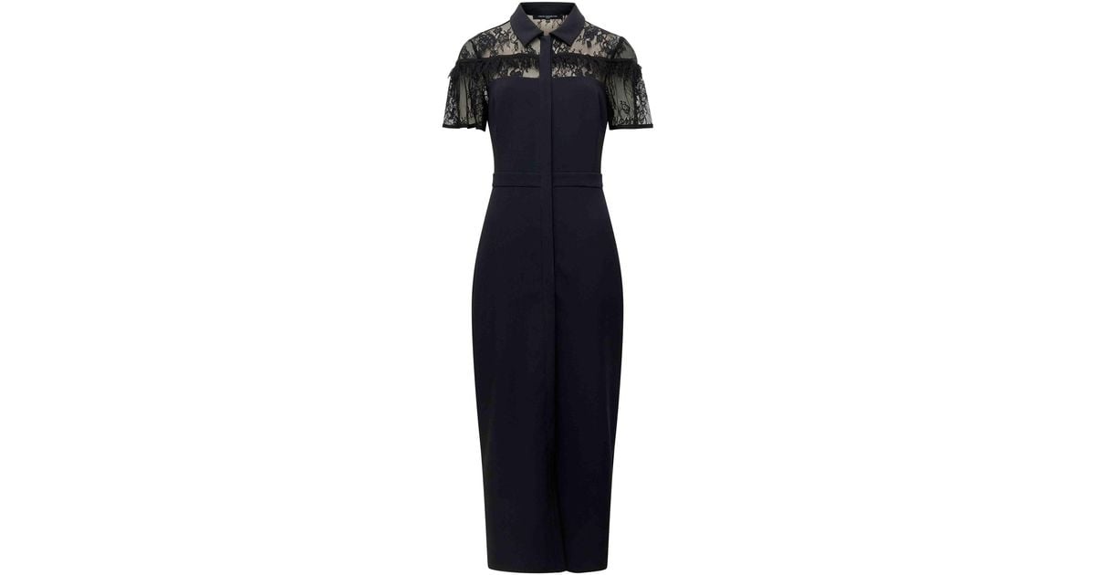 chinese dress ladies Rent French Connection Embroidered Lace Strappy Dress in Midnight Blue