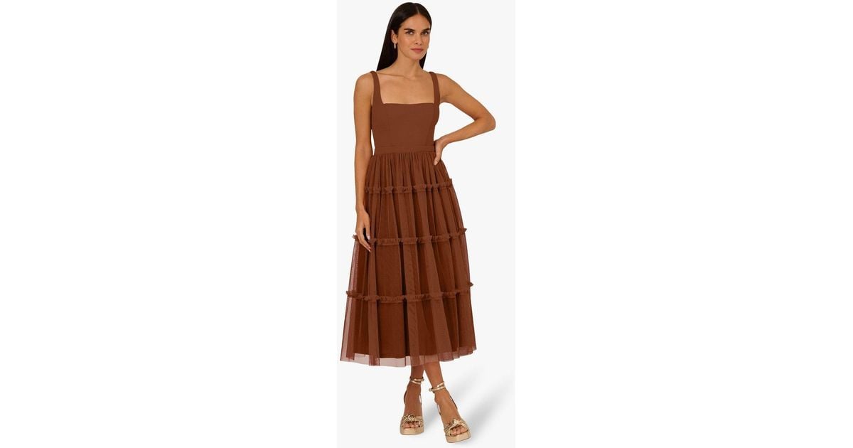 adrianna papell women's knit and mesh midi dress Adrianna By Adrianna By in Brown Lunar Goddess