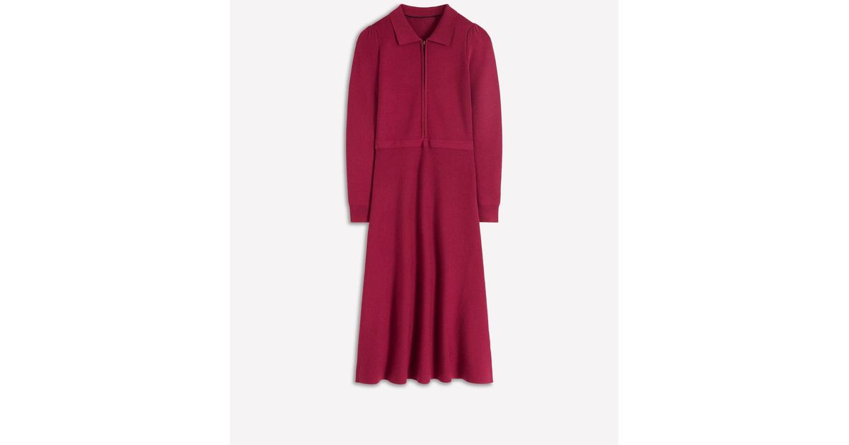 fiona zip front knitted dress Boden in Red colourway-wheatley