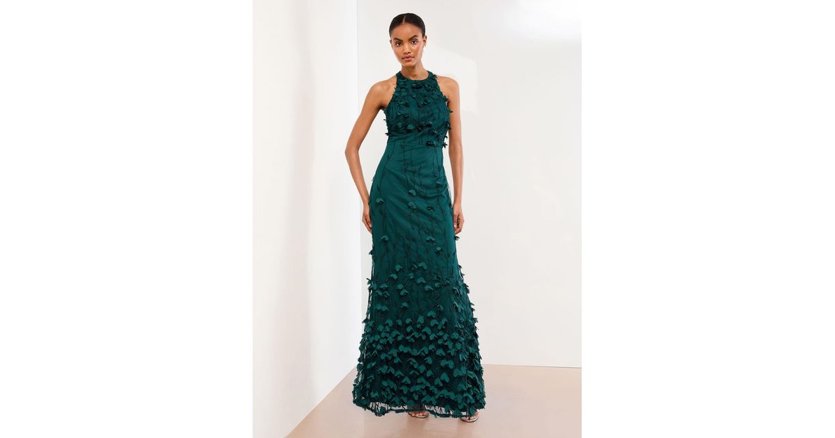 lipsy green halter neck dress Buy Lipsy Green Sage Halter Mesh Insert Embellished Floral Print Maxi Dress from Next Italy