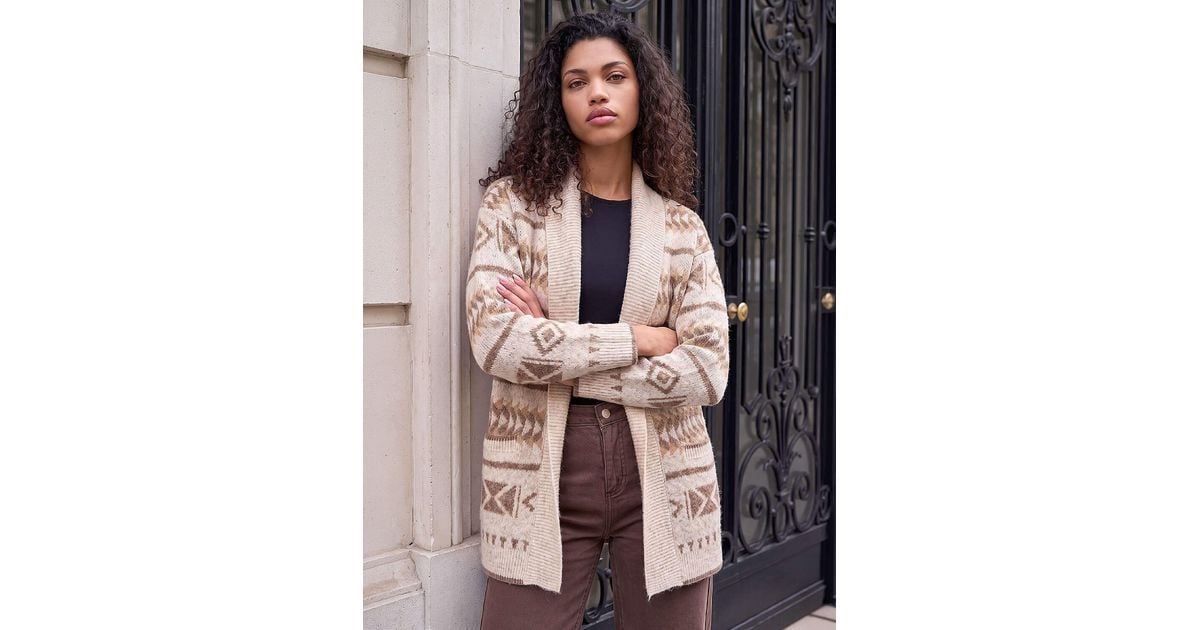 Roman Petite Aztec Cardigan in Brown | Lyst