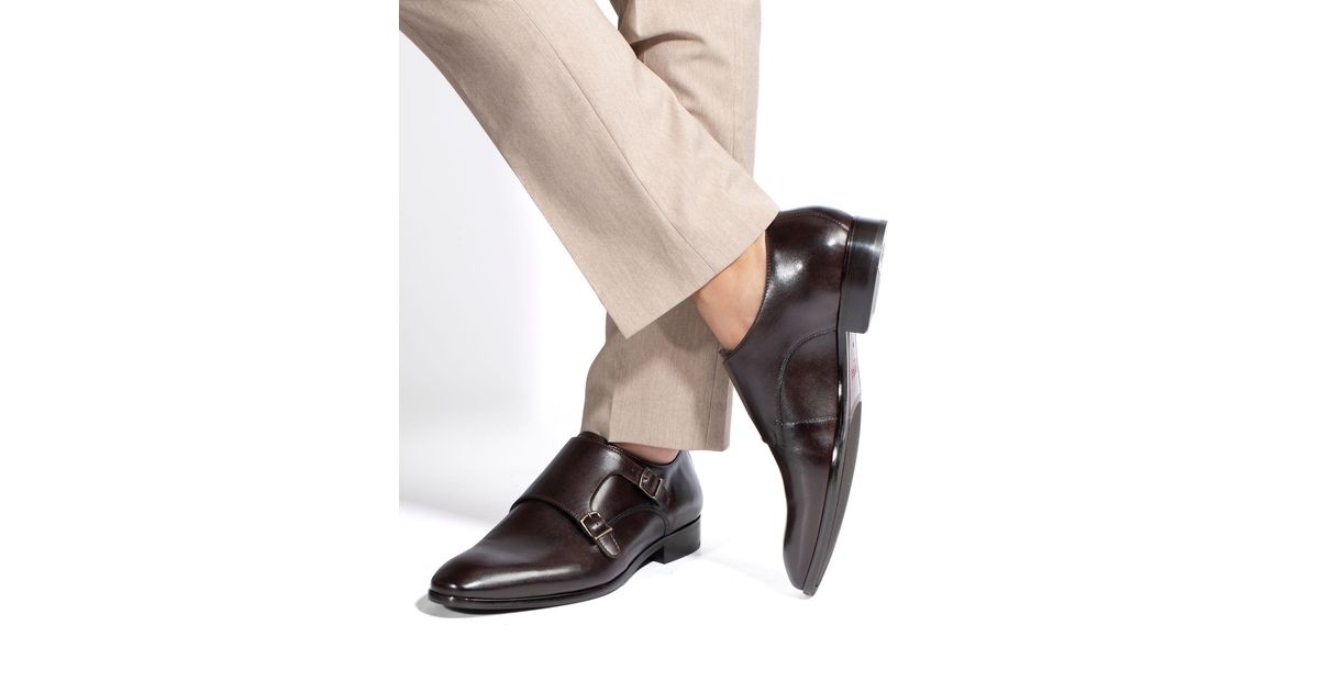 Jones Bootmaker Standard Fit Naveen Smart Leather Monk Strap Shoes in ...