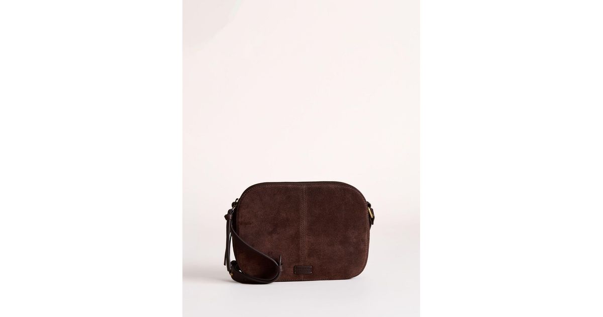 Lakeland Leather Chocolate Scales Suede Camera Bag in Brown | Lyst