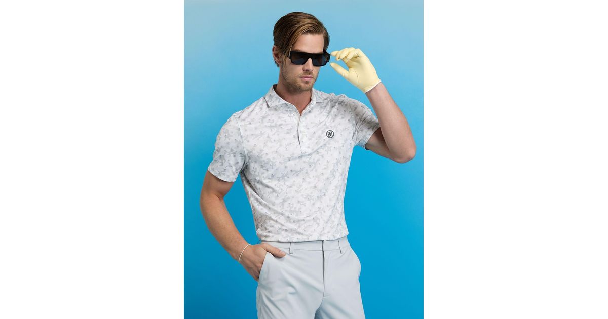 G/FORE Mapped Icon Camo Tech Jersey Polo Shirt in Blue for Men | Lyst