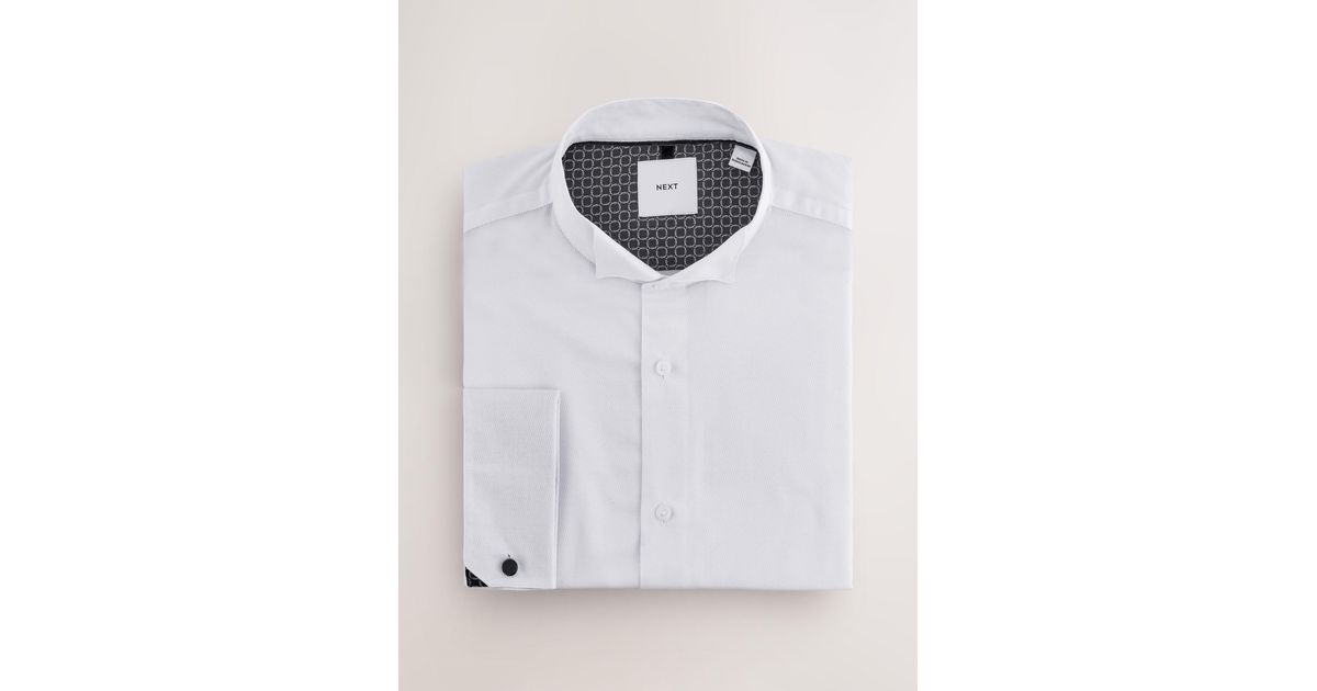 Next Slim Fit Textured Wing Collar Dress Shirt in White for Men | Lyst