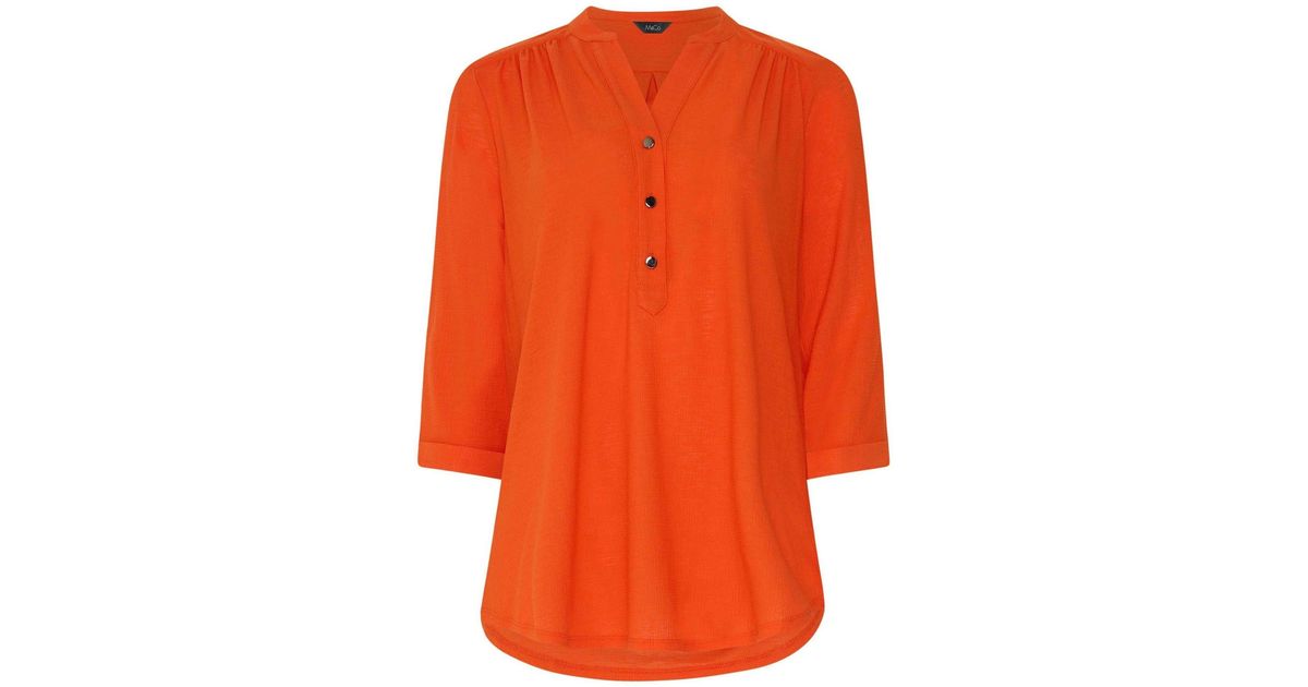 Half Placket Example M Com Textured Half Placket Shirt in Orange | Lyst