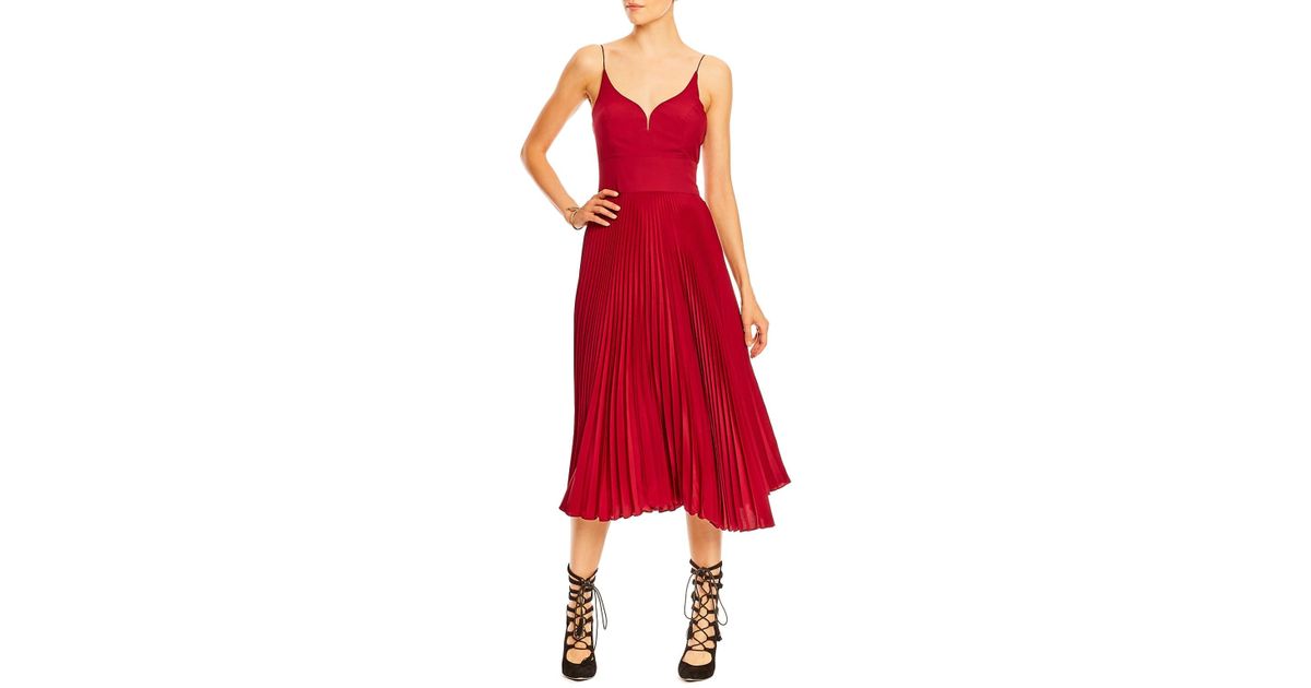 nicole miller oxblood pleated sweetheart dress