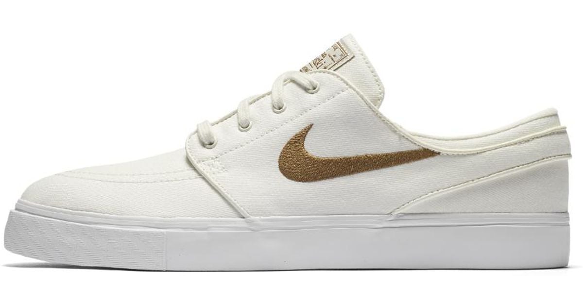 nike sb janoski white sail & golden beige canvas skate shoes