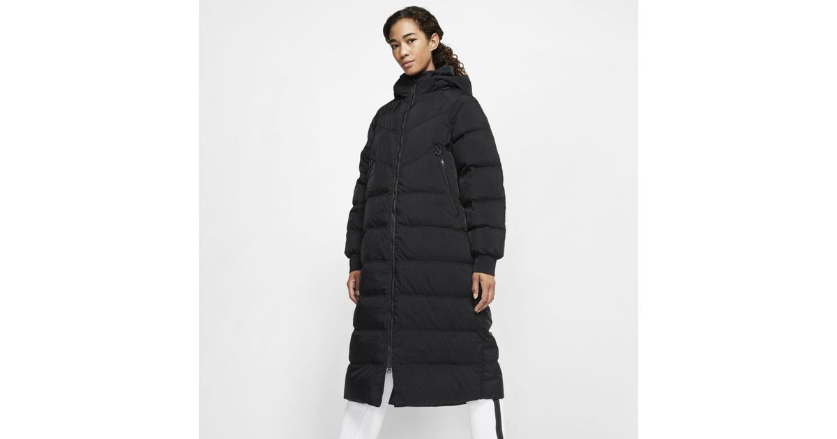 nike black longline down filled coat