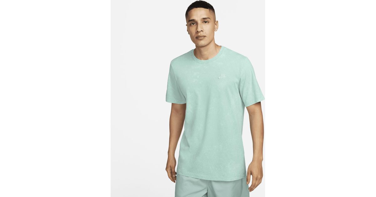 Nike Sportswear Club Washed-dye T-shirt in Green for Men | Lyst
