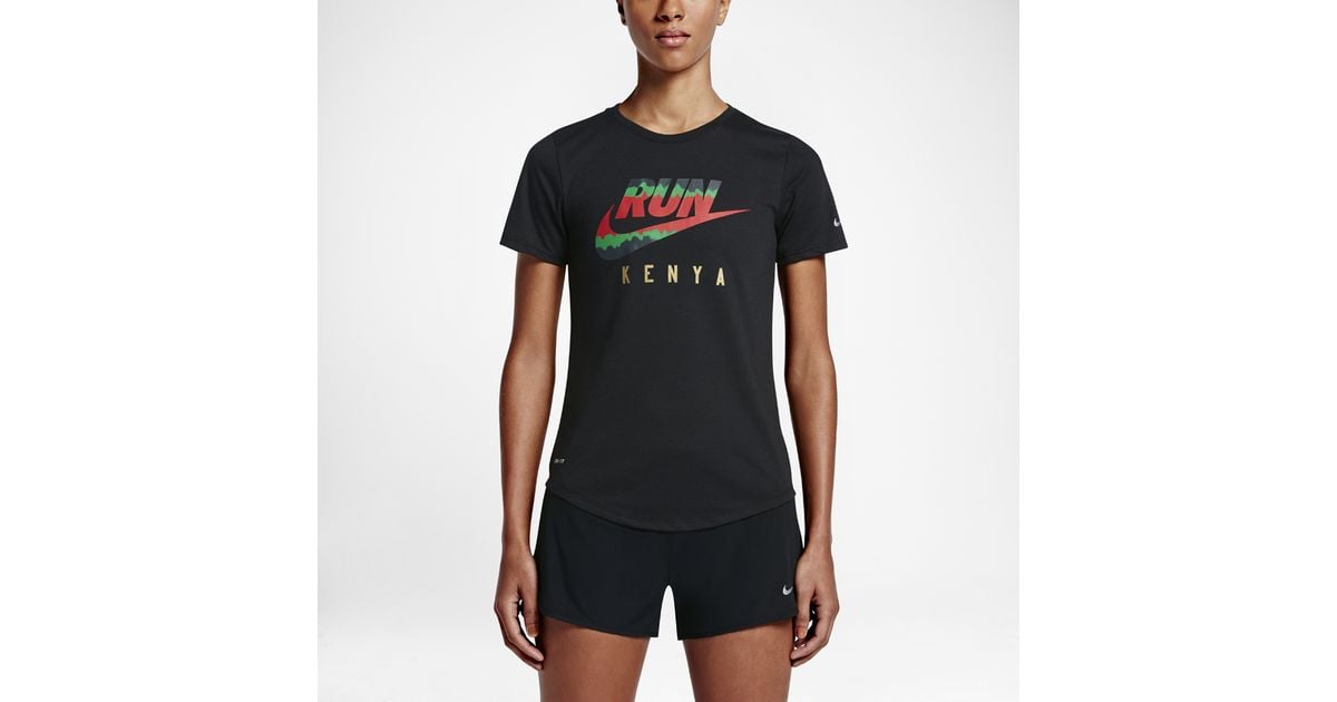 Pure admire Promote Nike Synthetic (kenya) Women's Running T-shirt in Black | Lyst
