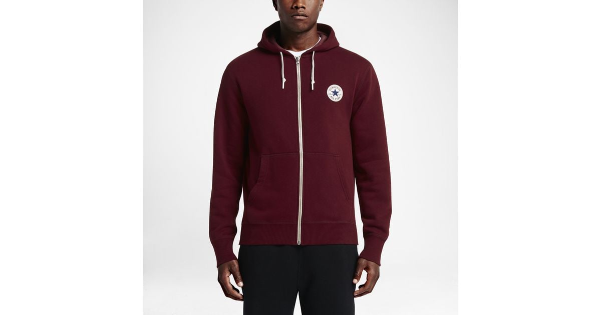 Converse All Star Patch Full-zip Men's Hoodie in Red for Men | Lyst