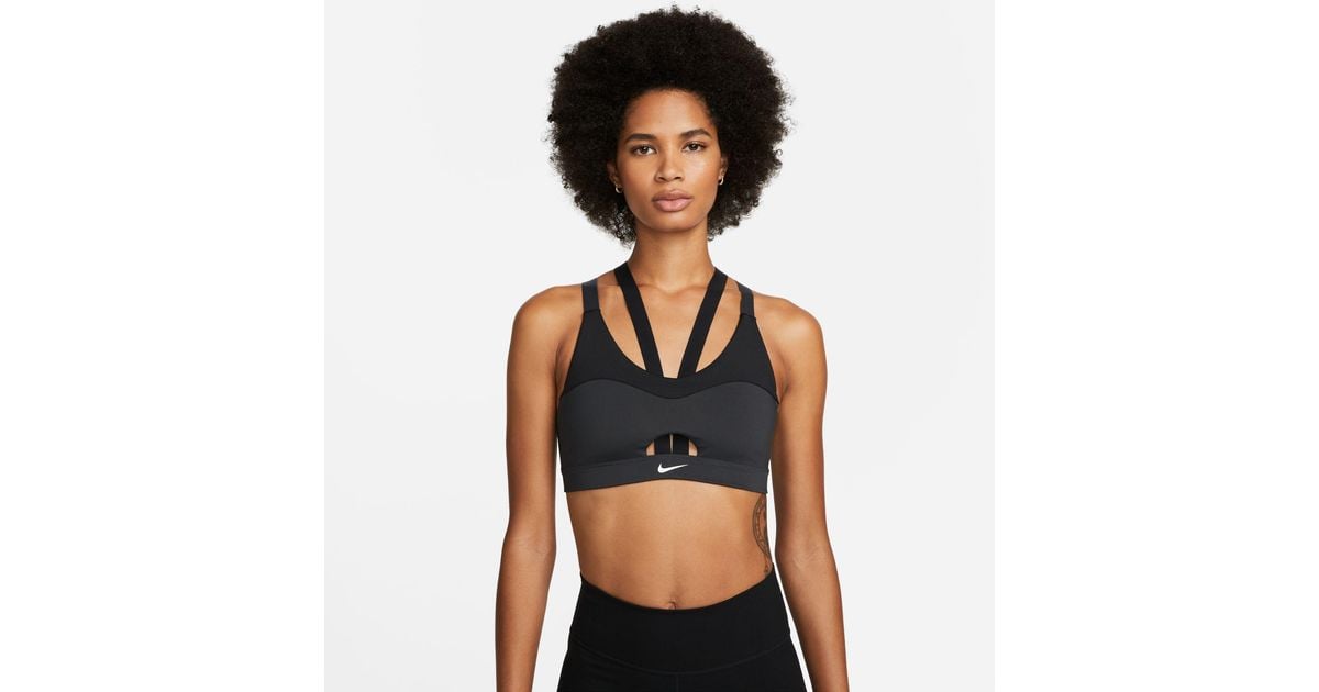 Nike Indy Light-support Padded Strappy Cutout Sports Bra in Black | Lyst