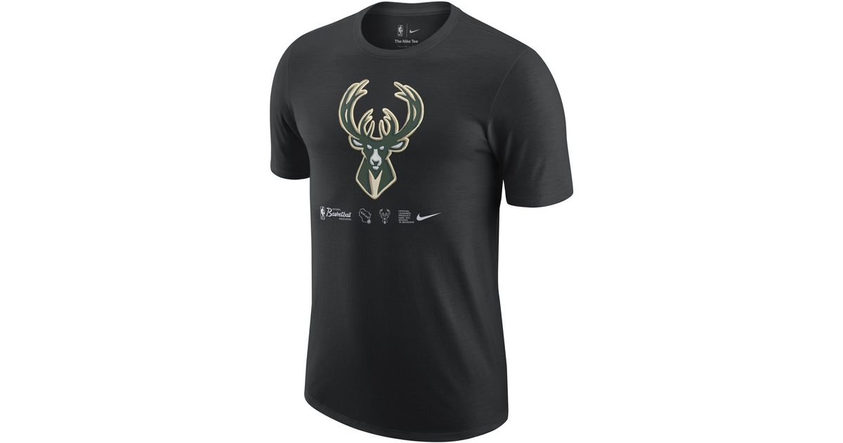 Nike Milwaukee Bucks Logo Dri Fit Nba T Shirt Black For Men Lyst Uk