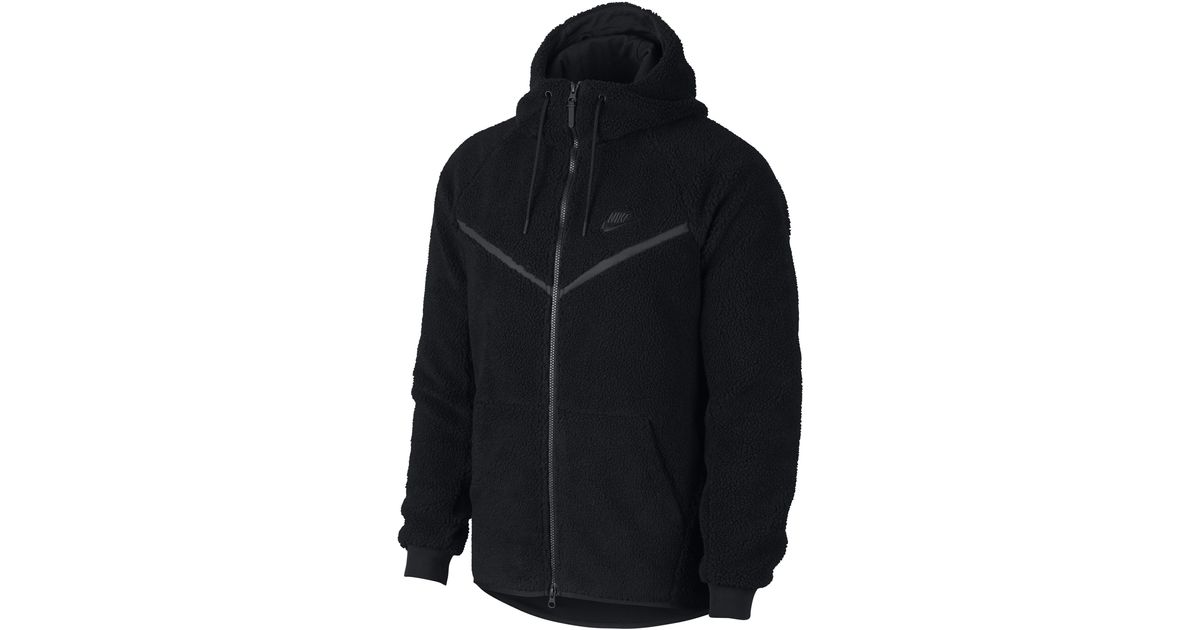 Nike Sportswear Windrunner Tech Fleece Sherpa Hoodie in Black for Men |  Lyst UK