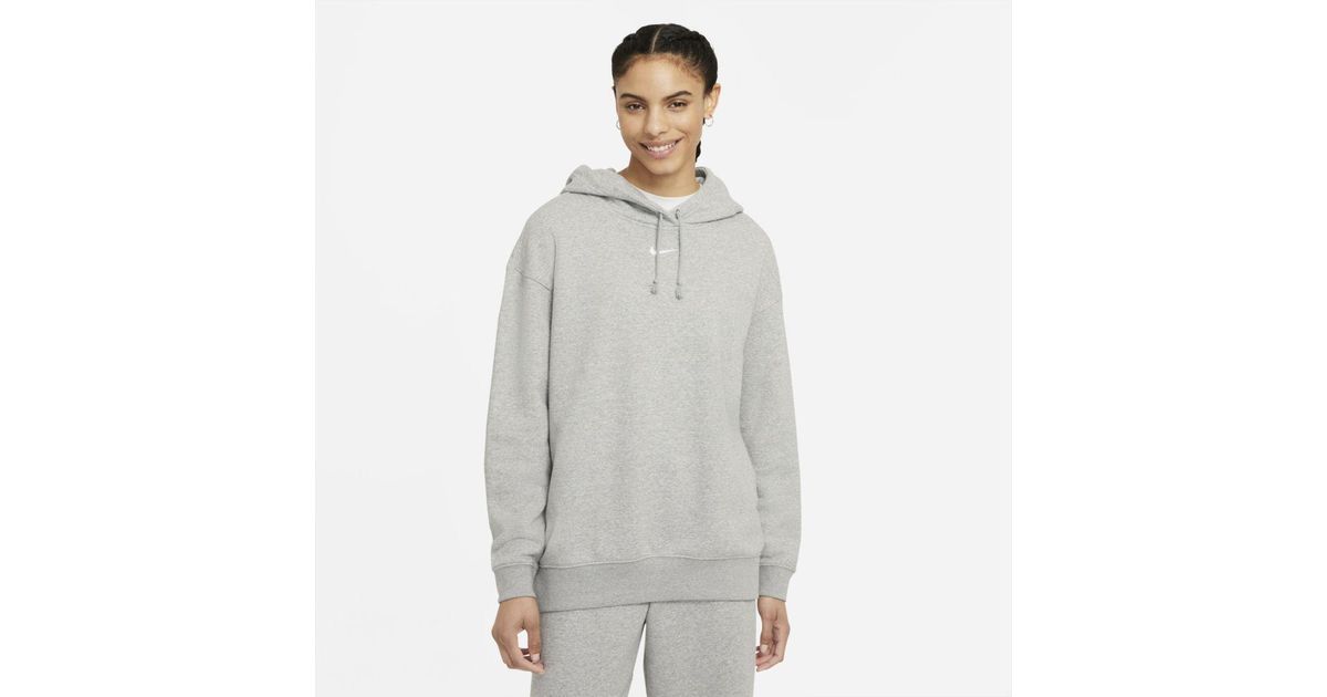 Nike Sportswear Essential Collection Oversized Fleece Hoodie in Gray Lyst