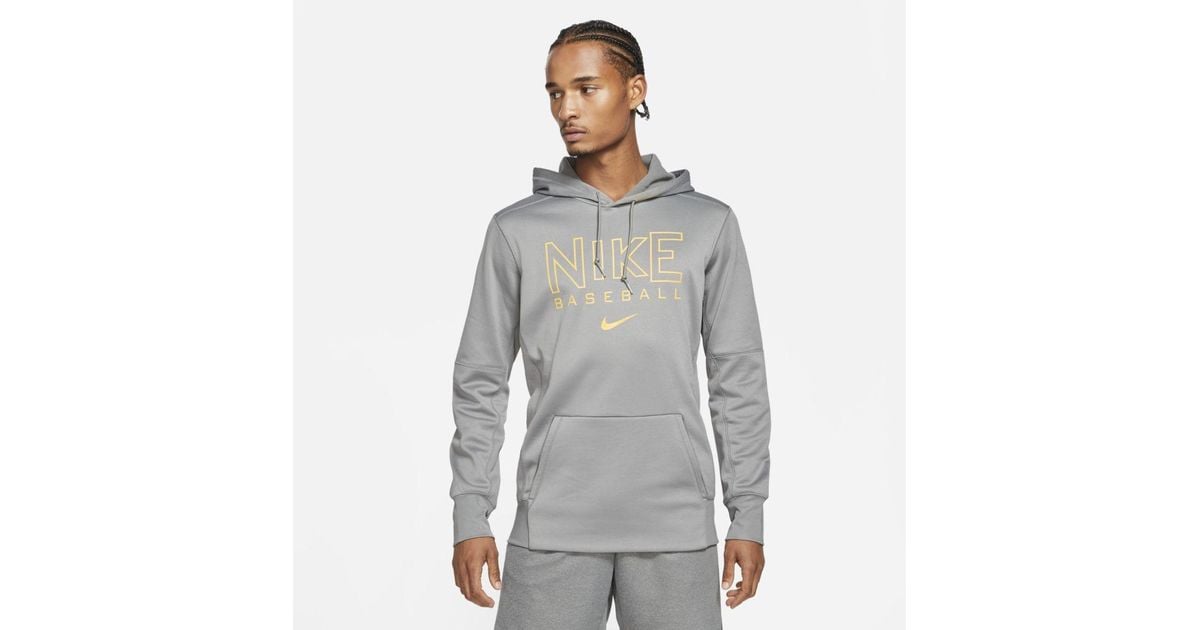 Nike Synthetic Thermafit Baseball Hoodie in Gray for Men Lyst
