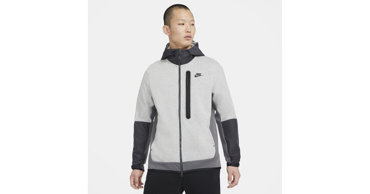 Nike Sportswear Tech Fleece Full zip Woven Hoodie in Grey for
