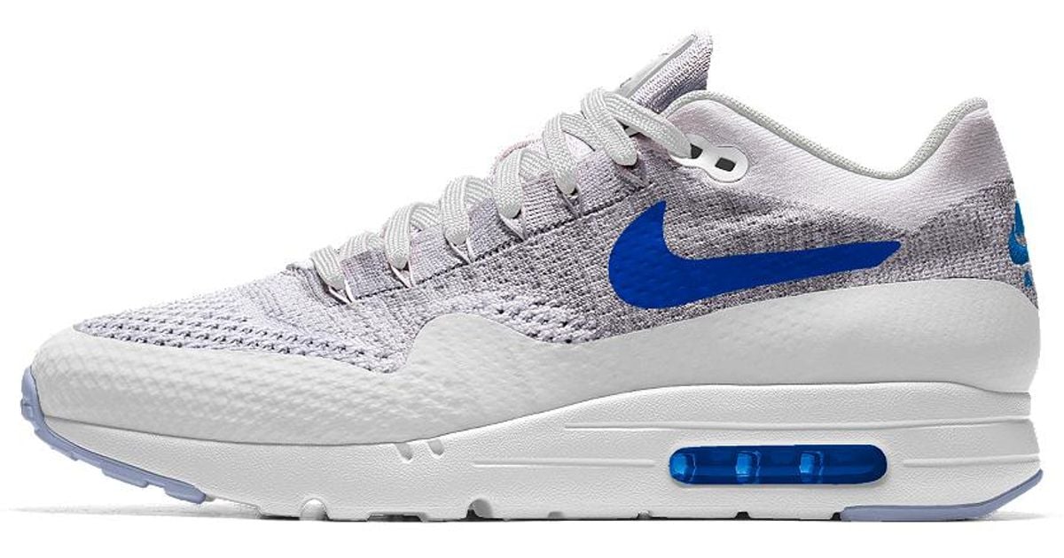 Nike Air Max 1 Ultra Flyknit Id Men S Shoe In Blue For Men Lyst Nike Air Max 1 Ultra Flyknit Id Men S Shoe In Blue For Men Lyst