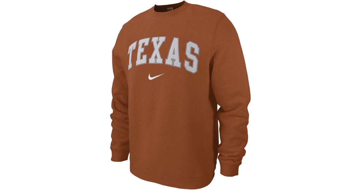 Nike Texas Club Fleece College Crew-neck Sweatshirt in Brown for Men | Lyst