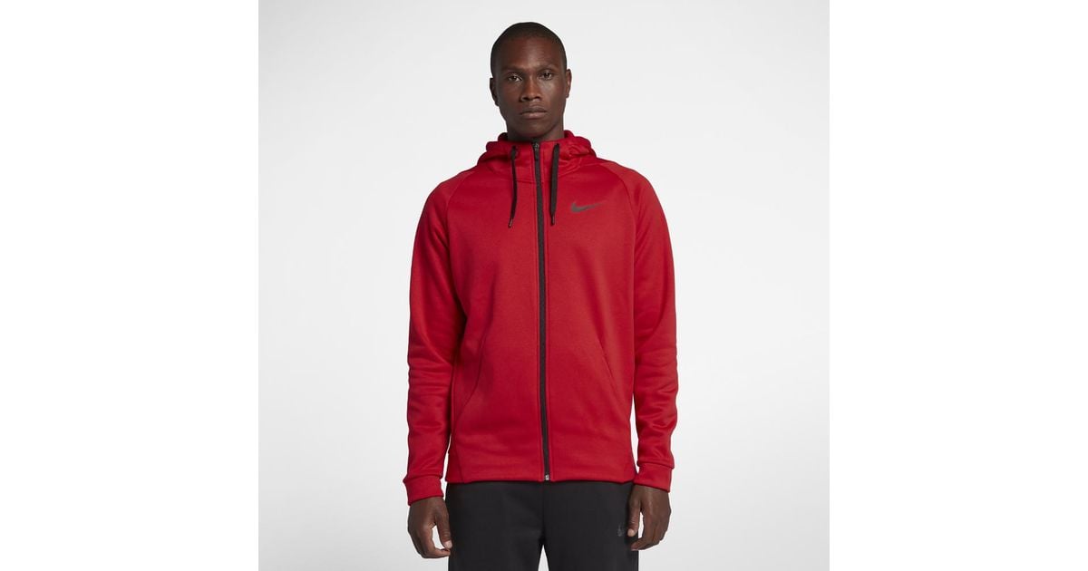 Nike Dri-fit Therma Men's Full-zip Training Hoodie in Red for Men | Lyst