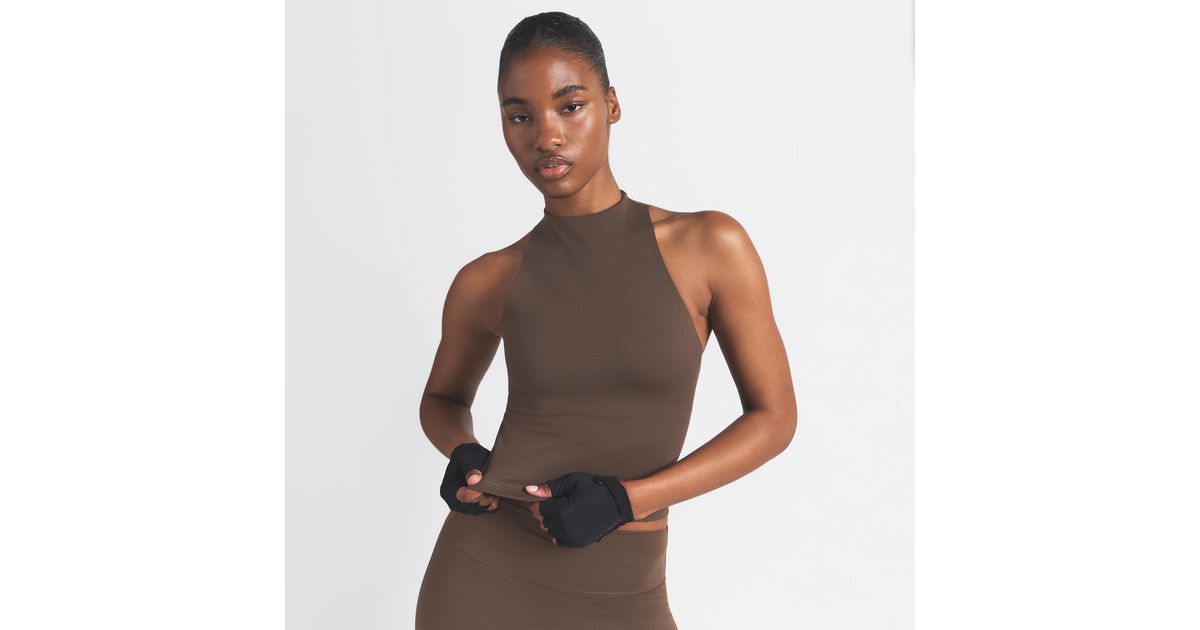 Nike Skims Matte Mock-Neck Racerback Tank Top in Brown | Lyst