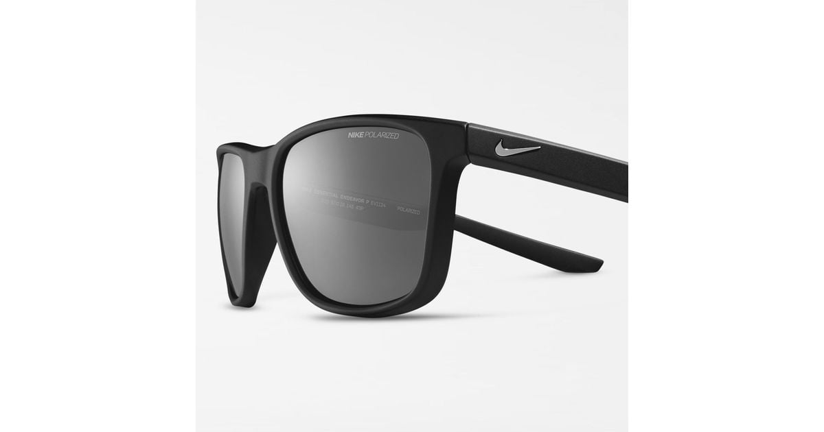 Nike Unisex Essential Endeavor Polarized Sunglasses In Black, in Gray