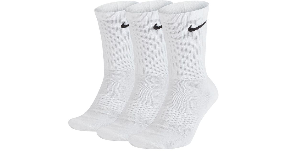 Nike Everyday Cushioned Training Crew Socks (3 Pairs) in White for Men ...