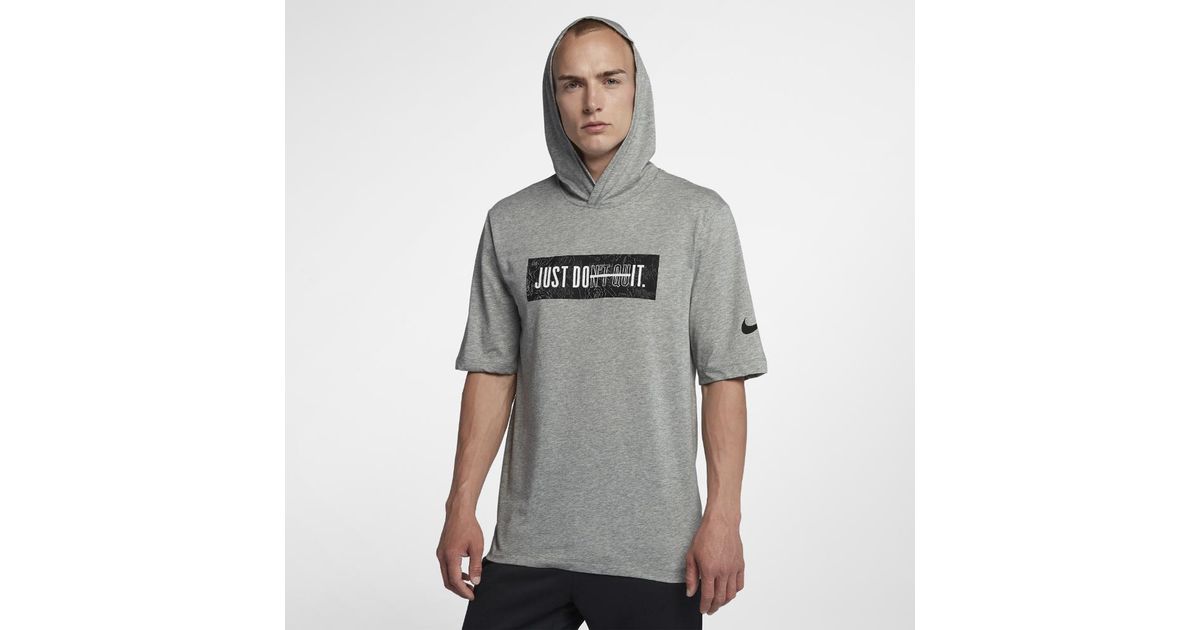 Nike Dri-fit "just Don't Quit" Men's Hooded Training T-shirt in Dark Grey  Heather (Gray) for Men | Lyst