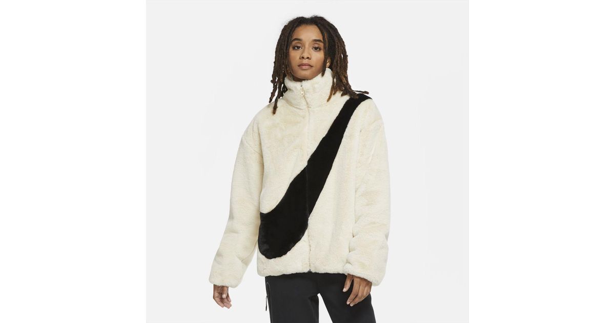 nike faux fur jacket pink